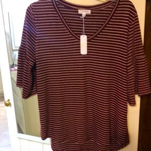 Eyeshadow V neck top bell sleeves NWT